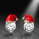 Rhinestone santa hat decor stud earrings