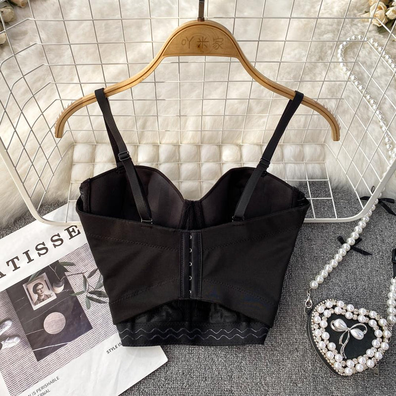 Top camisola acolchado con cuello en V y cuentas con botones 