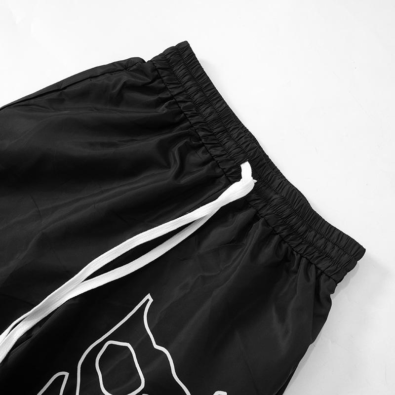 Pantalon taille moyenne avec cordon de serrage et imprimé lettre à nouer soi-même, poches 