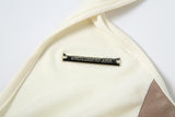 Hoodie v neck ruched drawstring metal tag top