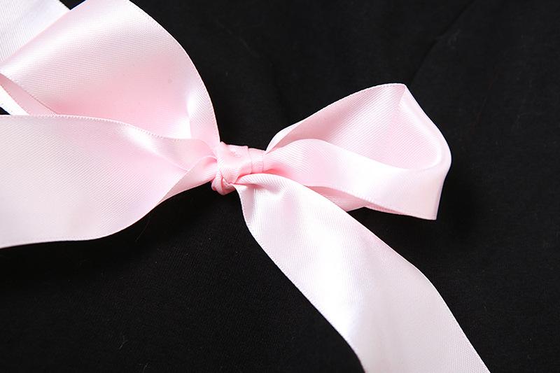 Long sleeve bowknot crewneck applique crop top