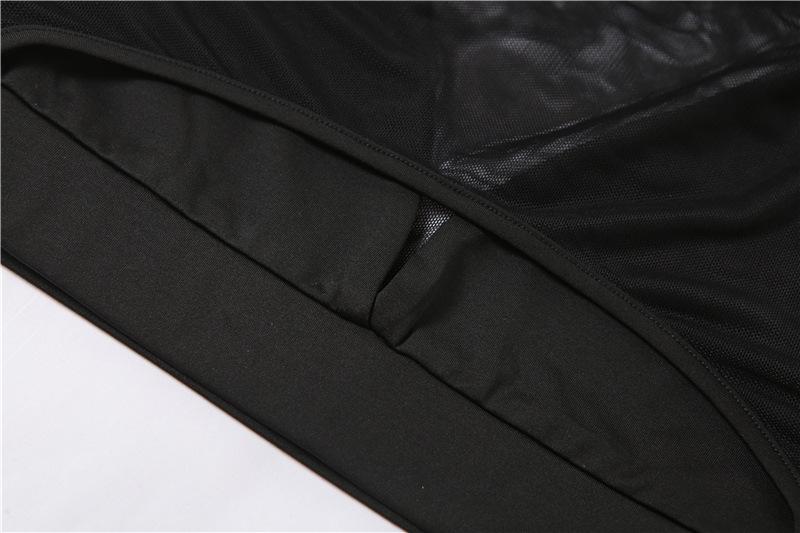 Ensemble pantalon taille moyenne en maille ajourée à col ras du cou 