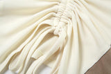 Hoodie v neck ruched drawstring metal tag top