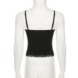 Haut camisole dos nu avec ourlet en dentelle et appliques florales 