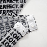 Gloves long sleeve crewneck letter print button bodysuit