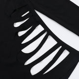 Long sleeve hollow out high neck irregular top