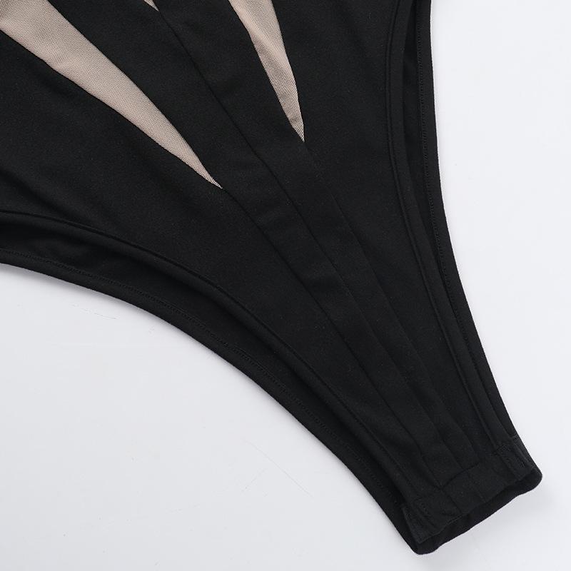 Body camisole dos nu en patchwork de mailles 