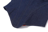 Haut tube en jean avec ourlet en dentelle et corset à lacets 