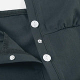 Square neck lace hem button ruched backless top
