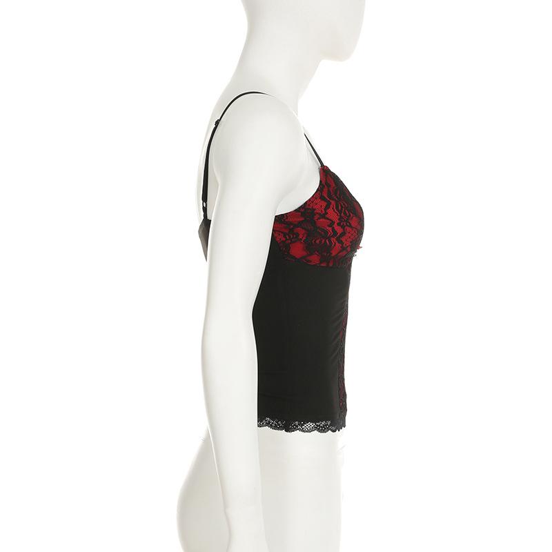 Haut camisole dos nu avec ourlet en dentelle et appliques florales 