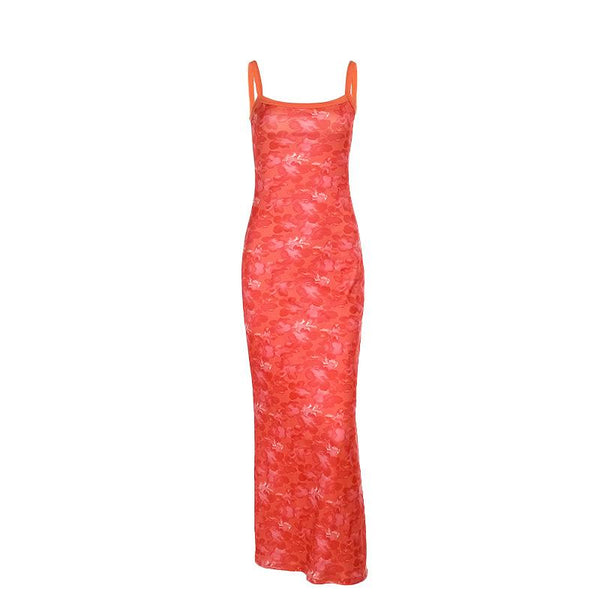 Mini-robe camisole dos nu à imprimé fleuri et col en U fendu 
