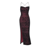 Robe midi camisole fendue dans le dos, dos nu et à nouer soi-même 