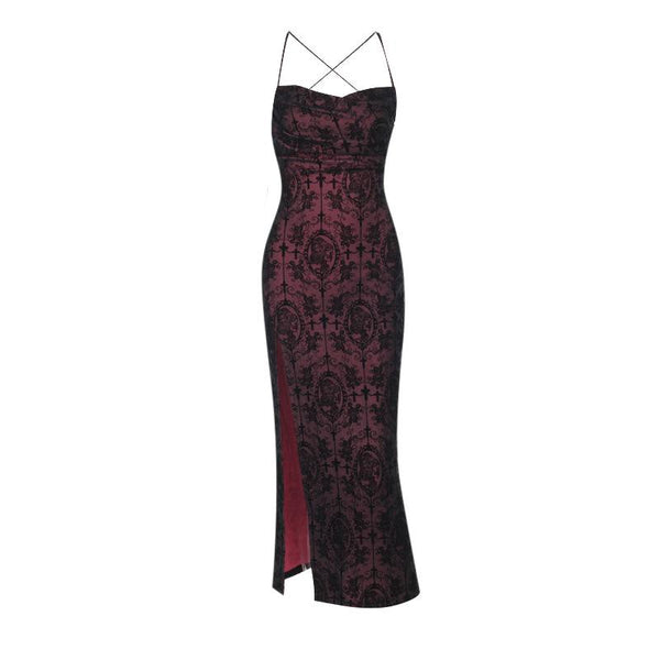 Robe midi camisole fendue dans le dos, dos nu et à nouer soi-même 