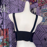 Haut camisole en cuir PU avec fermeture éclair et boucle à motif tête de mort 