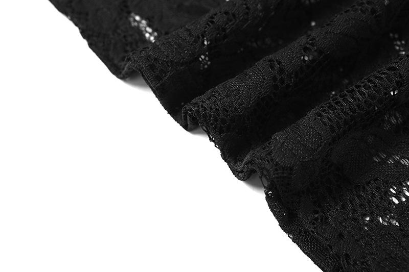 Lace hollow out see through u neck cami mini dress