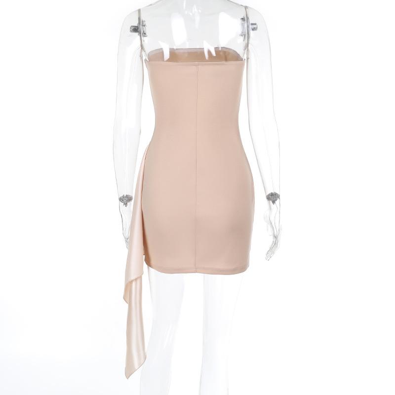 Vestido mini de tubo irregular de satén fruncido 
