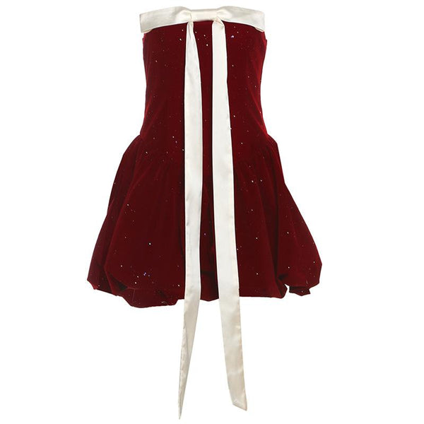 Vestido mini de tubo con espalda descubierta, fruncido y fruncido con lazo 