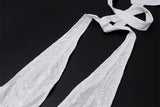 Halter self tie lace hem hollow out mini dress