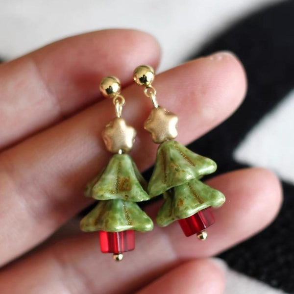 Boucles d'oreilles pendantes irrégulières en forme de sapin de Noël