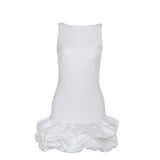Mini-robe unie froncée à fermeture éclair et dos nu 