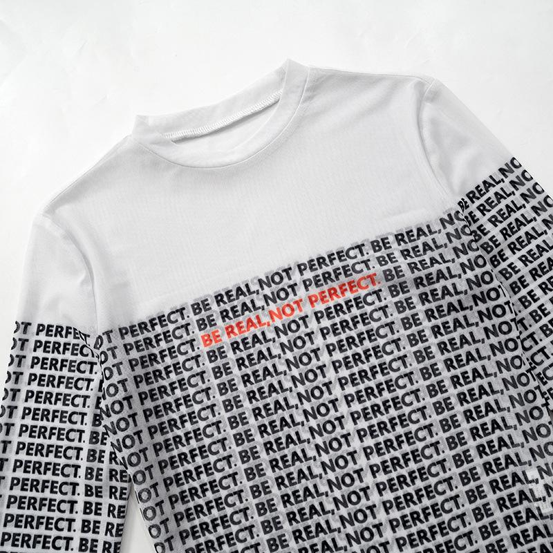 Gloves long sleeve crewneck letter print button bodysuit