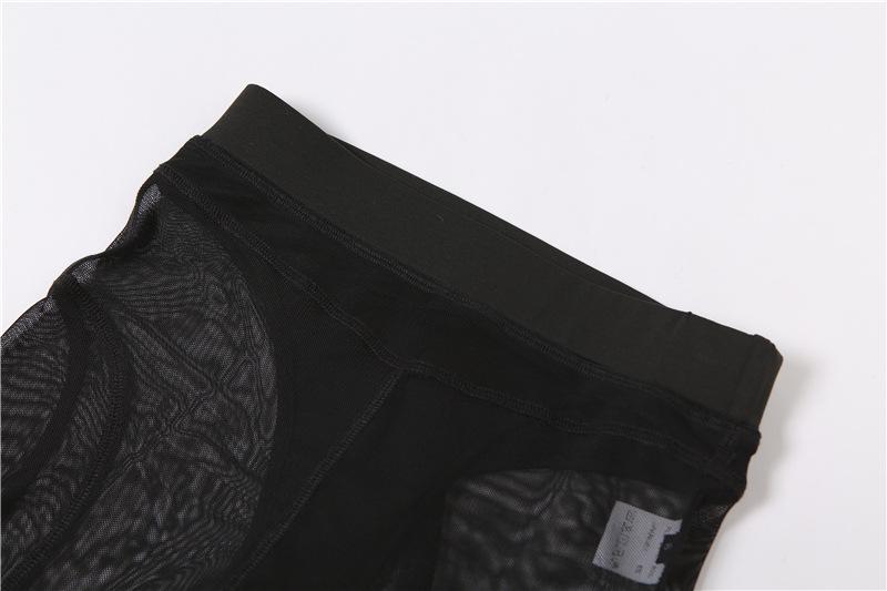 Ensemble pantalon taille moyenne en maille ajourée à col ras du cou 