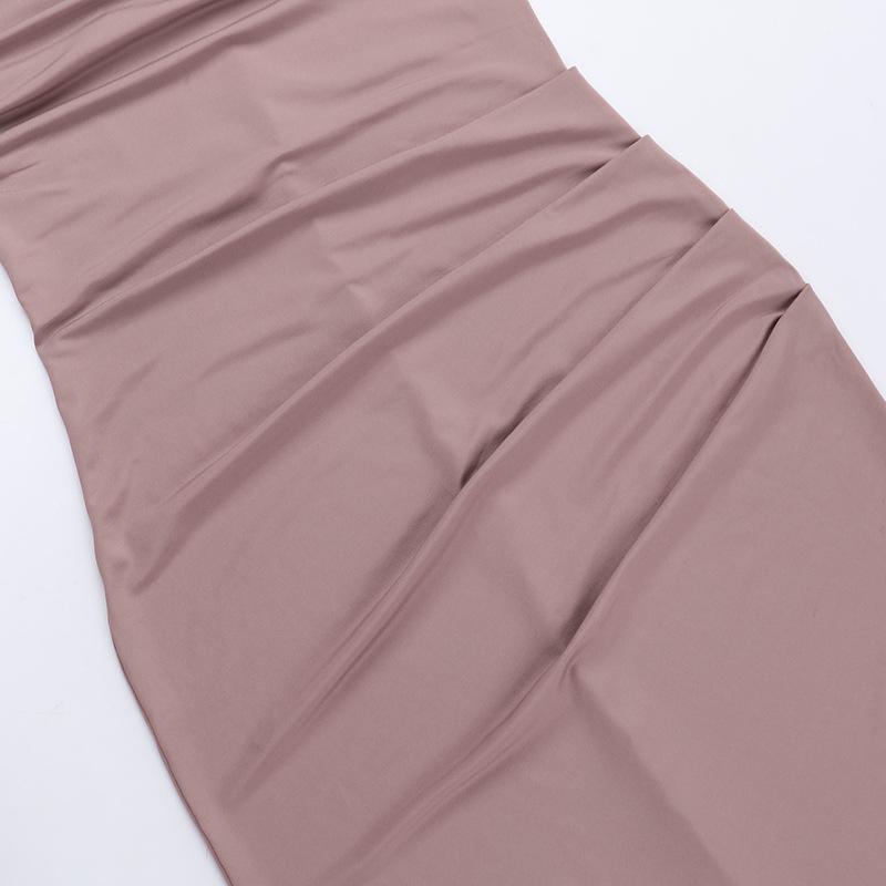Robe longue à bretelles froncées et col carré uni 