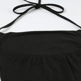 Robe longue fendue en dentelle à col carré et à nouer soi-même 