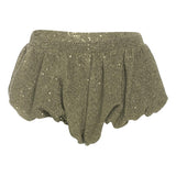 Glitter ruched textured low rise solid short pant