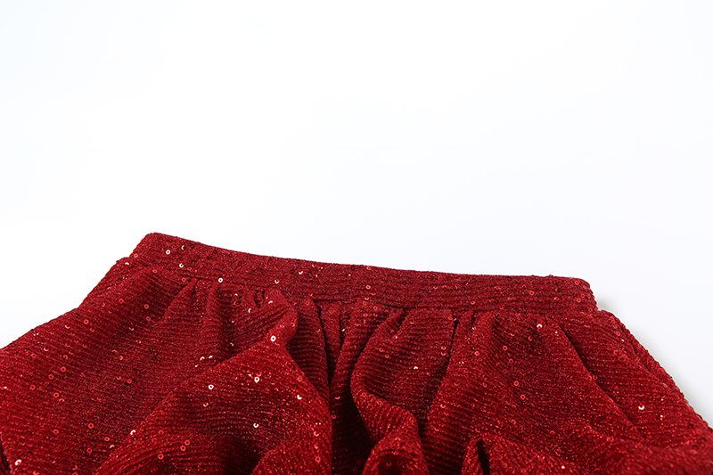 Glitter ruched textured low rise solid short pant