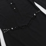 Off shoulder long sleeve gloves hollow out mini dress