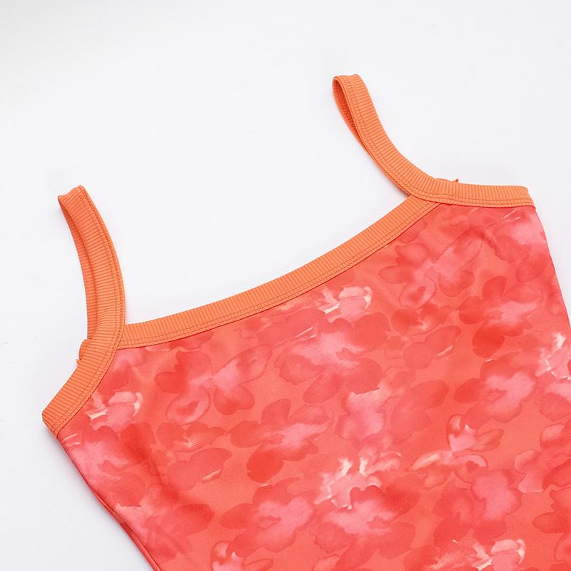 Mini-robe camisole dos nu à imprimé fleuri et col en U fendu 