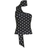 Haut asymétrique dos nu à pois irréguliers 
