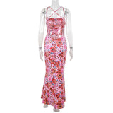 Robe longue à imprimé floral et dos croisé 