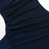 Mini-robe tube dos nu irrégulière à volants et froncés 