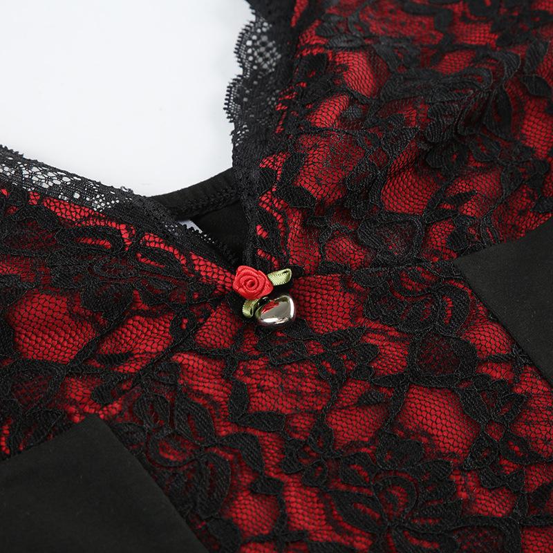 Haut camisole dos nu avec ourlet en dentelle et appliques florales 