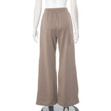 Drawstring zip-up hollow out medium rise sports pants