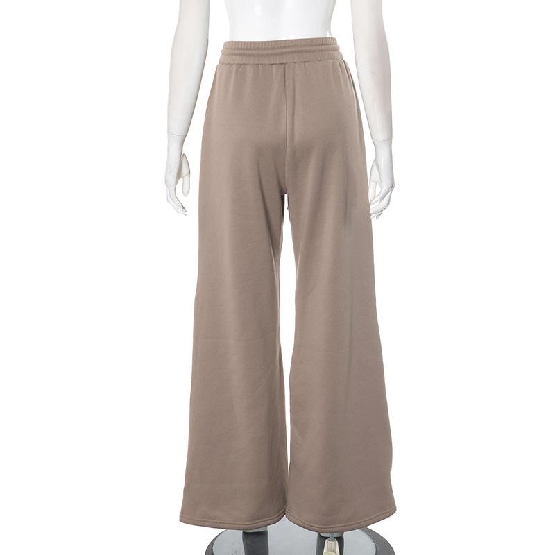 Drawstring zip-up hollow out medium rise sports pants