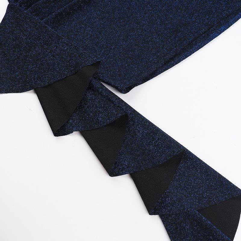 Mini-robe tube dos nu irrégulière à volants et froncés 