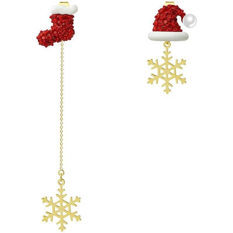 Boucles d'oreilles pendantes irrégulières en forme de sapin de Noël