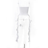 Ribbon lace up corset backless tube top