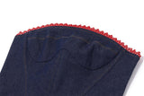 Haut tube en jean avec ourlet en dentelle et corset à lacets 