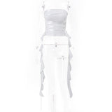 Ribbon lace up corset backless tube top