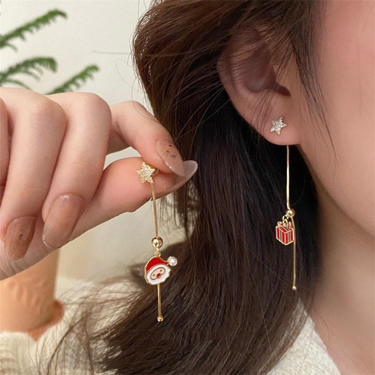 Faux pearl pendant christmas tree decor drop earrings