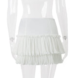 Ruched ruffle zip-up A line solid mini skirt