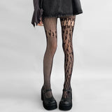 Collants résille ajourés à motif cœur 