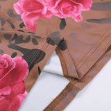 Robe longue froncée à imprimé fleuri et col bénitier 