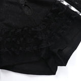 Hollow out zip-up bowknot lace hem long sleeve romper