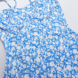 Mini-robe caraco dos nu à imprimé fleuri et à nouer soi-même 