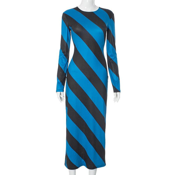 Robe midi à manches longues, col ras du cou et fentes en sergé imprimé 